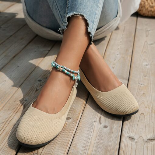 Women's Comfortable Knit Ballet Flats – Breathable Slip-On Round Toe Wedge Shoes for Casual, Office, and Travel Wear 2025 - Image 5