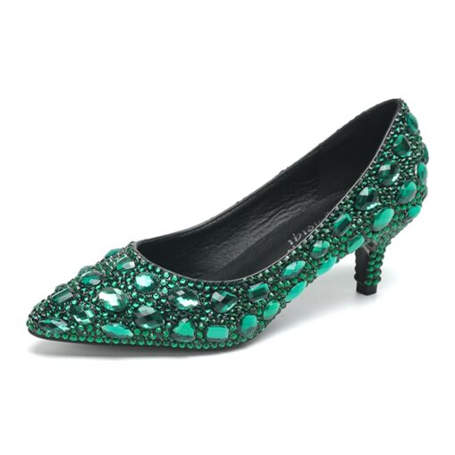 Women's Gold Rhinestone Embellished Pointed Toe Kitten Heels – Luxury Bridal or Evening Party Shoes 2025 - Image 13
