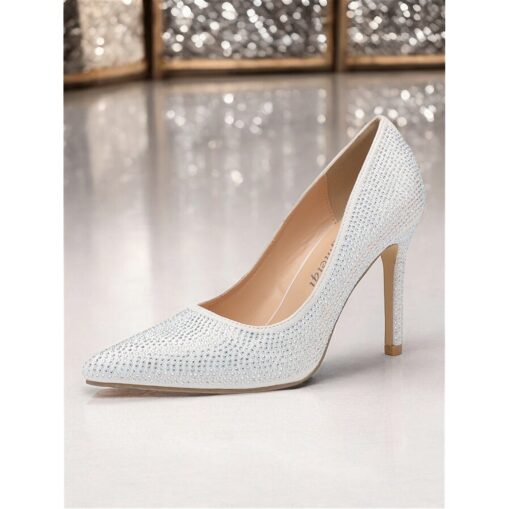 Women's Pink Rhinestone-Embellished Satin Stiletto Heels - Glamorous Pointed-Toe Pumps for Parties and Special Occasions 2025 - Image 2