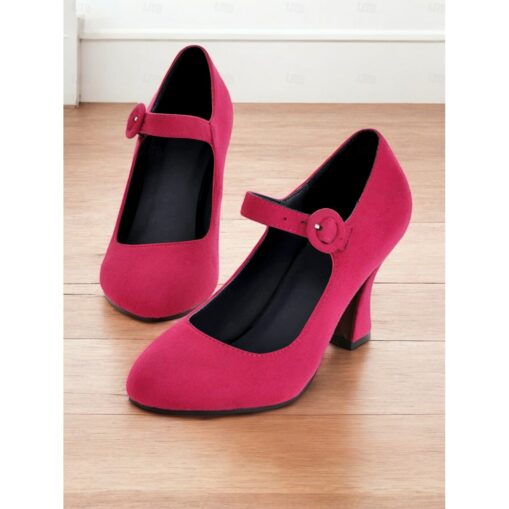 Women's Teal Suede Mary Jane Heels with Buckle Strap – Retro High Heel Pumps for Parties and Formal Events 2025 - Image 5