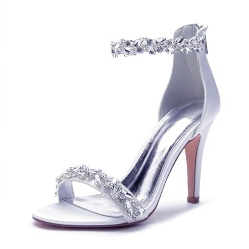 Women's Wedding Shoes Bling Bling Sparkling Shoes Bridal Shoes Crystal Stiletto Pointed Toe Minimalism Satin Zipper Green / Blue Black White 2025 - Image 3