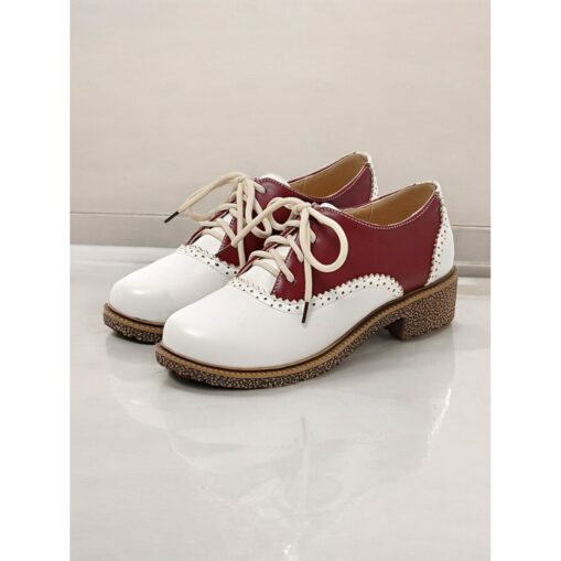 Women's Vintage Two-Tone Brogue Oxford Shoes with Lace-Up Design | Casual and Formal Footwear for Everyday Elegance 2025 - Image 2