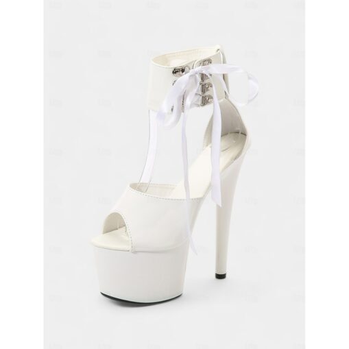 Black Patent Leather Platform Sandals with Lace-Up Ankle Straps – Sexy Women's High Heel Shoes for Club and Dance 2025 - Image 8