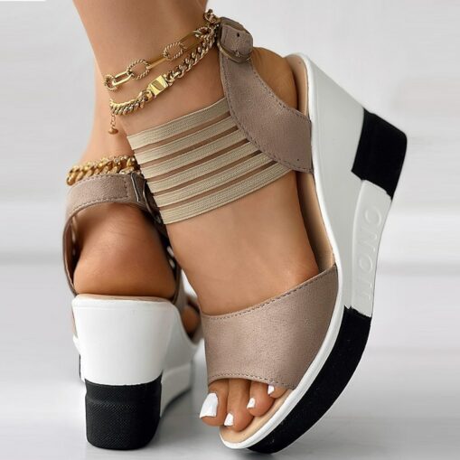 Women's Black Wedge Sandals with Strappy - Fashionable Summer Footwear for Casual and Evening Wear 2025 - Image 3