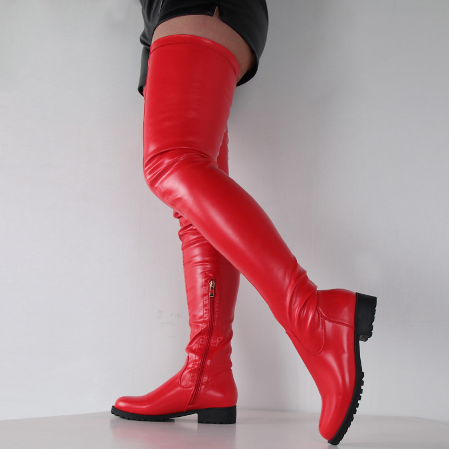 Women's Over-the-Knee Faux Leather Boots – Chunky Heel Thigh-High Boots for Fashionable Fall and Winter Wear 2025 - Image 3
