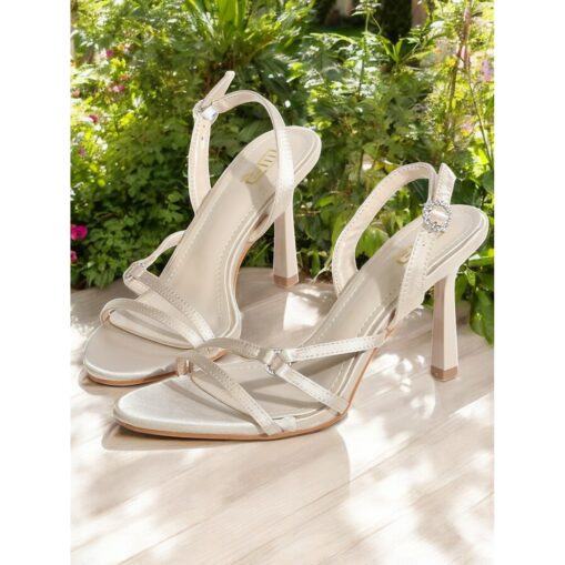 Women's Strappy Satin Stiletto Heels – Elegant Open-Toe High Heel Sandals with Rhinestone Buckle for Evening, Party & Formal Wear 2025 - Image 2