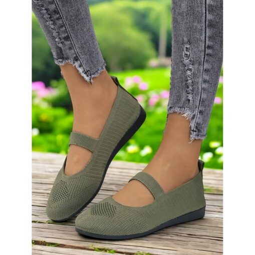 Mary Jane Slip-On Flats for Women – Lightweight, Stretchy Fly-knit and Comfort Fit, Perfect for Daily Wear and Outdoor Activities 2025 - Image 2