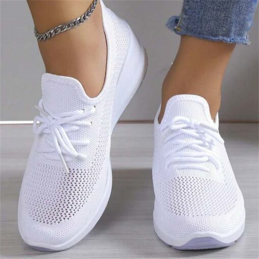 Women's Sneakers Height Increasing Shoes Outdoor Daily Solid Color Summer Wedge Heel Round Toe Sporty Casual Comfort Running Walking Tissage Volant El