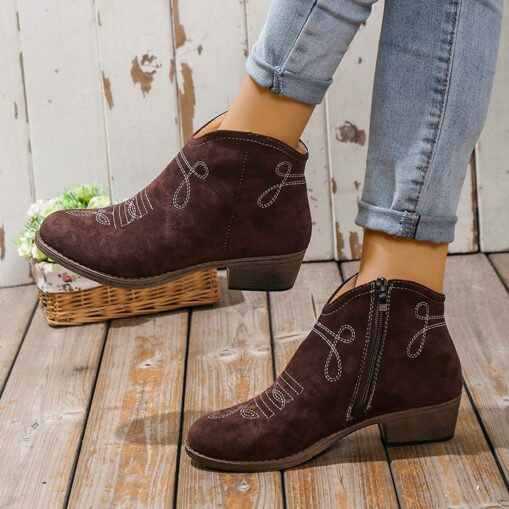 Women's Boots Cowboy Boots Plus Size Cowgirl Boots Outdoor Daily Solid Color Booties Ankle Boots Winter Embroidery Chunky Heel Pointed Toe Elegant Fas - Image 2
