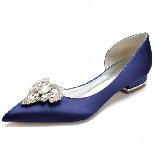 Women's Wedding Shoes Dress Shoes Wedding Party Daily Wedding Flats Bridal Shoes Bridesmaid Shoes Rhinestone Flat Heel Pointed Toe Elegant Fashion Sat - Image 7