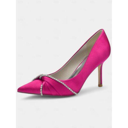 Women's Satin Pointed Toe Heels with Rhinestone Trim – Classic Formal Pumps for Evening and Special Events 2025 - Image 6