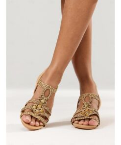 Women's Boho Braided Wedge Sandals with Beaded Embellishments – Stylish and Comfortable Open-Toe Shoes for Summer, Beach, and Casual Occasions 2025