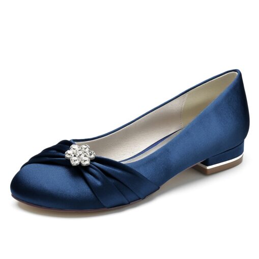 White Satin Wedding Flats for Women with Flower Embellishment and Low Heel, Comfortable Bridal Shoes 2025 - Image 7