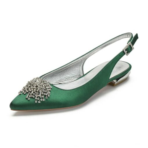 Women's Purple Satin Bridal Slingback Flats with Rhinestone Embellishments – Elegant Wedding Shoes for Brides 2025 - Image 6