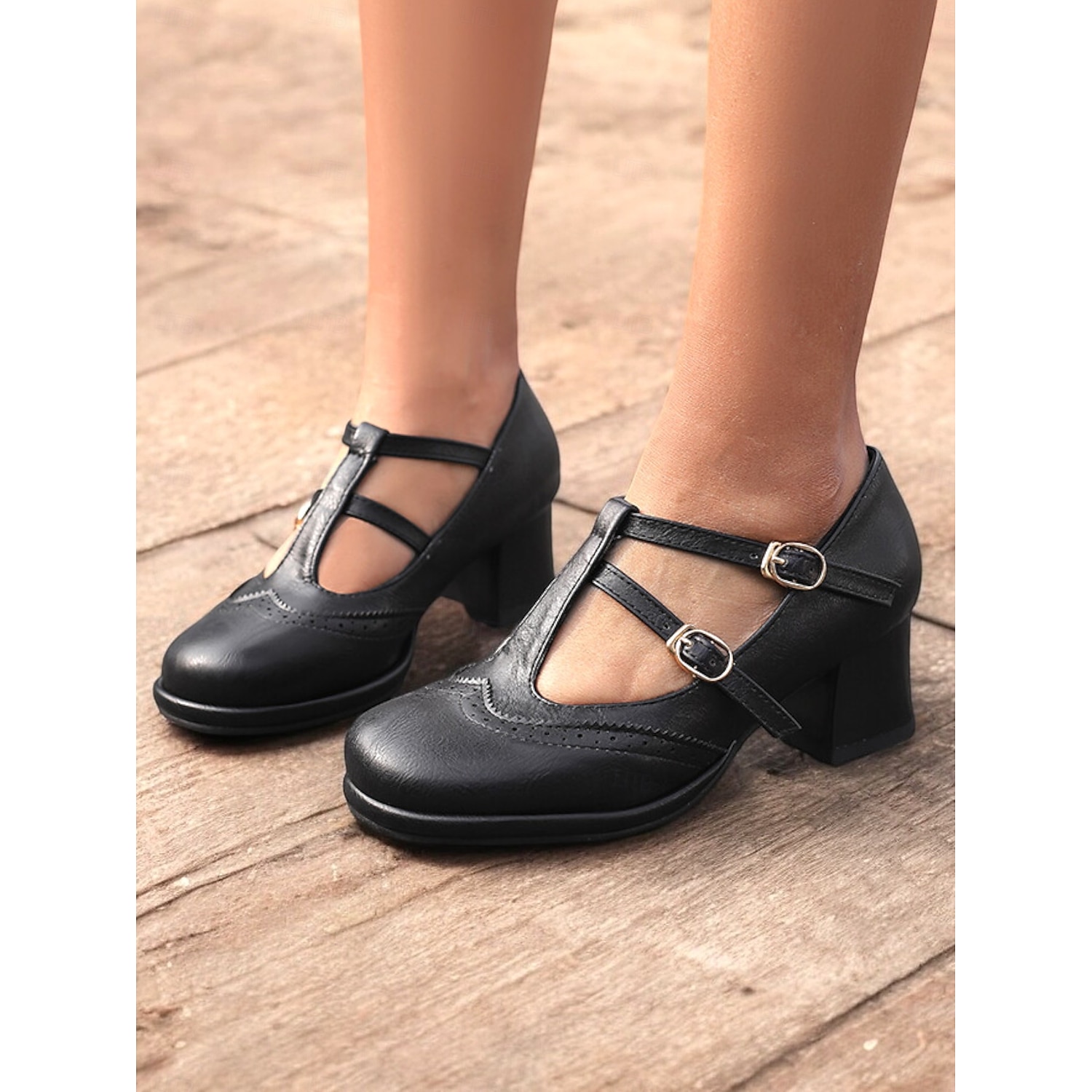 Women's Vintage Red Mary Jane Heels – Double Buckle Strap, Retro Block Heel, Perfect for Formal and Casual Occasions 2025 - Image 3