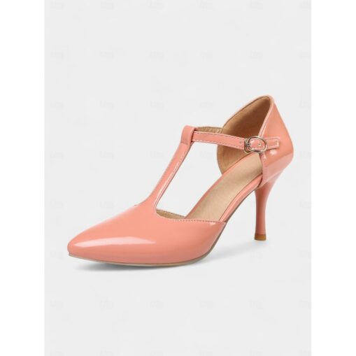 Women's Elegant Red Patent Leather T-Strap Pointed Toe Stiletto Heels - Ideal for Weddings and Special Occasions 2025 - Image 5