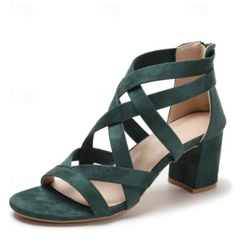 Women's Heels Sandals Gladiator Sandals Roman Sandals Cross Strap Heels Party Valentine's Day Daily Cut-out Block Heel Open Toe Elegant Vintage Minima
