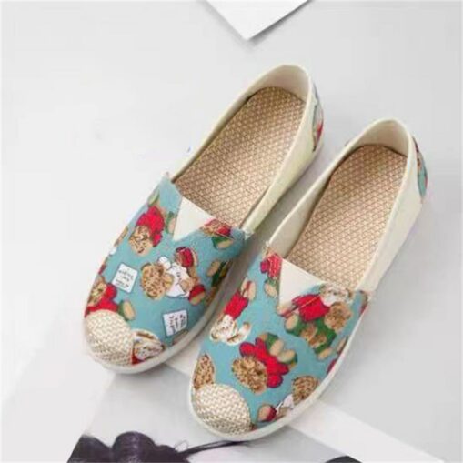 Women's Flats Slip-Ons Comfort Shoes Daily Striped Flat Heel Round Toe Casual Sweet Canvas Loafer cherry Bear star 2025 - Image 9