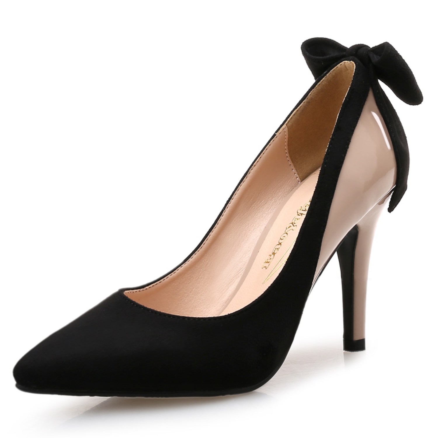 Red and Black Pointed-Toe Stiletto Heels – Elegant Suede Bow Pumps for Women, Party & Evening Wear 2025 - Image 2
