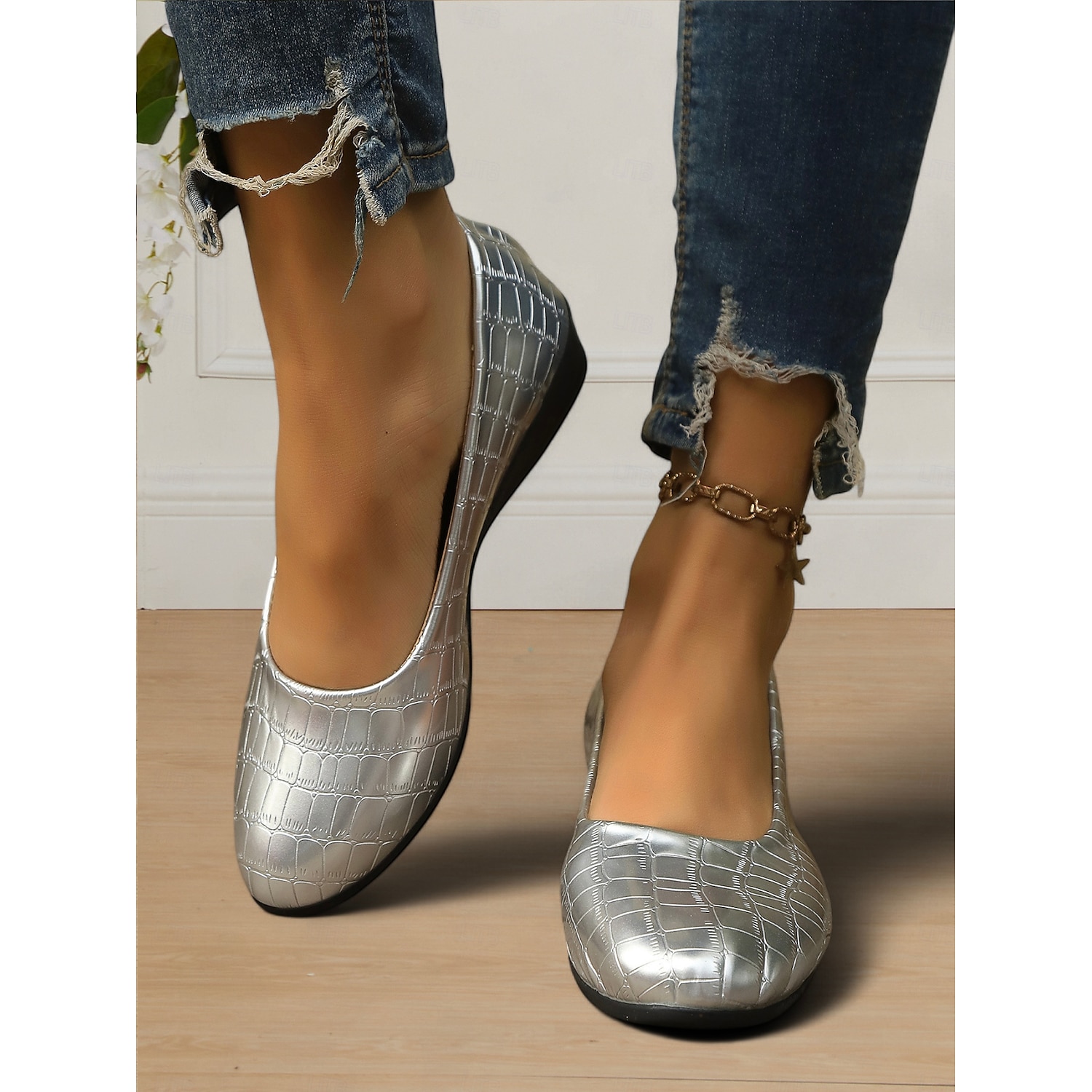 Women's Patent Leather Flats with Crocodile Pattern – Elegant and Comfortable Shoes for Office Wear and Formal Occasions 2025 - Image 5