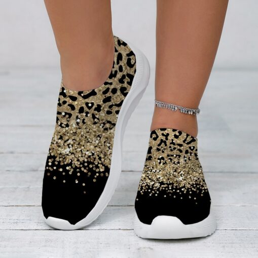 Women's Leopard Print Slip-On Sneakers - Casual Chunky Platform Shoes with Lightweight Sole for Daily Wear and Walking 2025