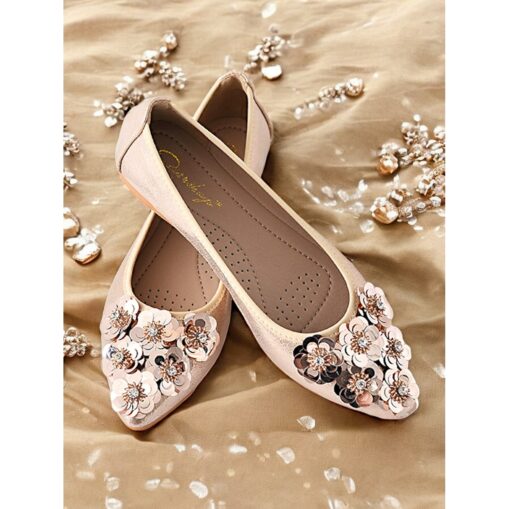 Women's Floral Embellished Foldable Flats – Comfortable Sequin Decor Ballet Shoes for Wedding and Special Events 2025 - Image 2