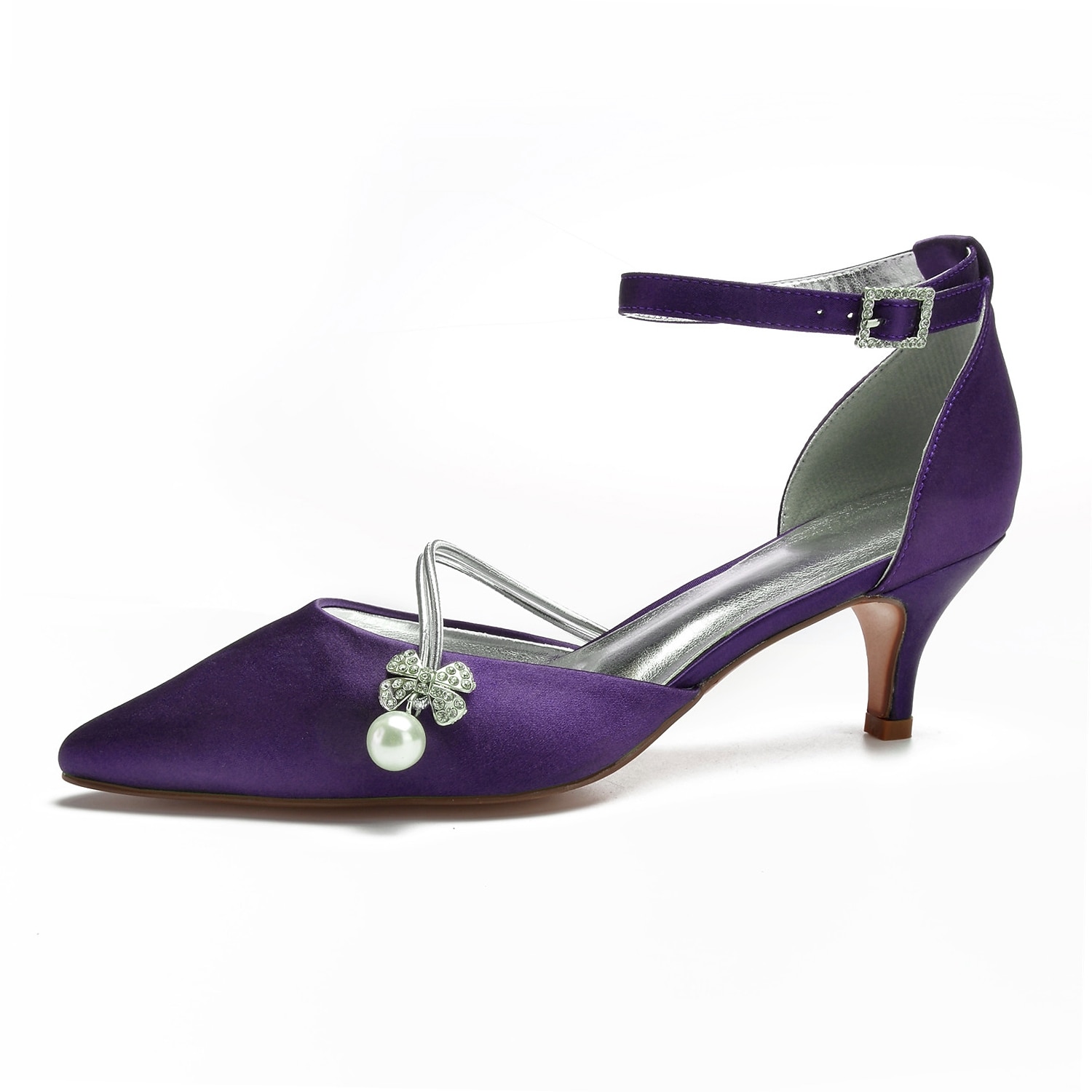 Women's Navy Blue Satin Wedding Heels – Elegant Pointed-Toe Pumps with Pearl and Rhinestone Embellishments 2025 - Image 13