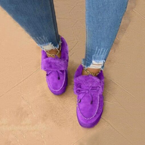 Women's Fur-Lined Moccasin Loafers - Cozy Slip-On Winter Shoes with Plush Trim and Suede Finish 2025 - Image 6