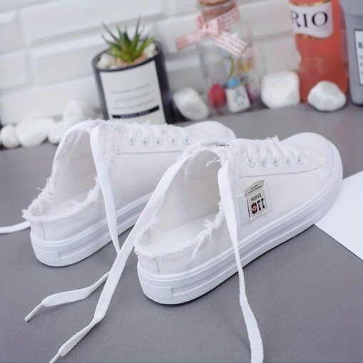 Women's Sneakers Slippers Slip-Ons Canvas Shoes Comfort Shoes Outdoor Daily Solid Color Summer Lace-up Flat Heel Round Toe Casual Minimalism Canvas Lo - Image 3