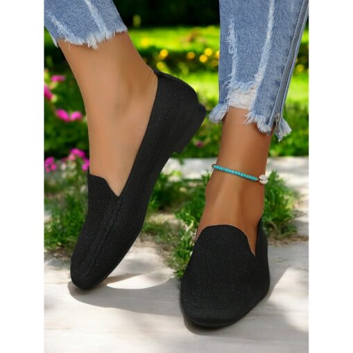 Slip-On Flyknit Shoes with Soft Knit Upper, Casual Style and Foldable Cushioned Sole for Comfortable Summer Wear and Daily Activities 2025 - Image 8