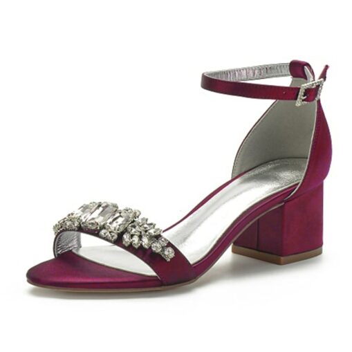 Women's White Blue Rhinestone Embellished Block Heel Wedding Sandals with Ankle Strap - Comfortable Low Heel Elegant Bridal and Evening Shoes 2025 - Image 5