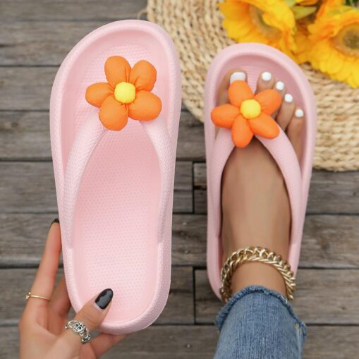 Women's Colorful Flower Flip Flop Sandals – Cute Summer Beach Slippers with Soft Cushioned Sole for Casual Wear, Pool, and Vacation 2025 - Image 3