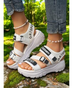 White Sporty Chunky Sandals for Women – Trendy Platform Sneakers with Adjustable Straps, Perfect for Casual Outings and Active Days 2025