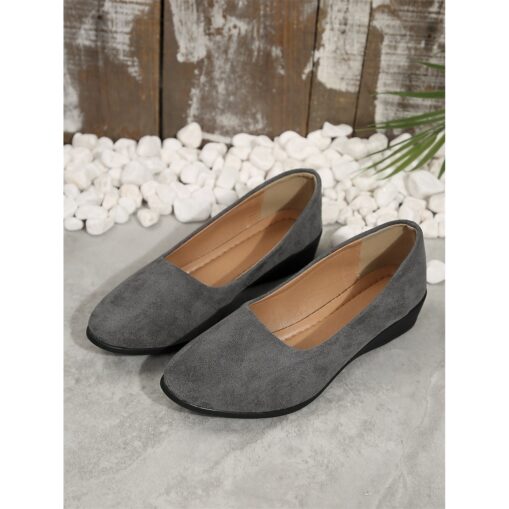 Women's Soft Navy Blue Faux Suede Slip-on Flats with Cushioned Sole | Perfect for Everyday Wear 2025 - Image 2