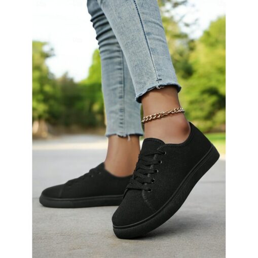 Canvas Lace-Up Sneakers for Women – Classic and Comfortable Sneakers for Everyday Wear, Perfect for Casual Outings and Weekend Adventures 2025 - Image 9