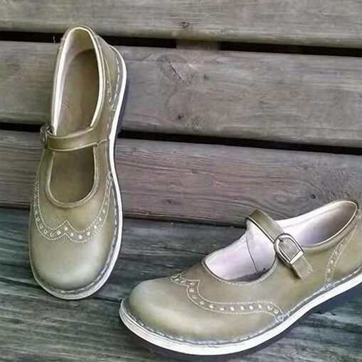 Women's Vintage-Style Mary Jane Shoes with Buckle Strap – Comfortable Retro Faux Leather Flats for Casual Wear 2025 - Image 3