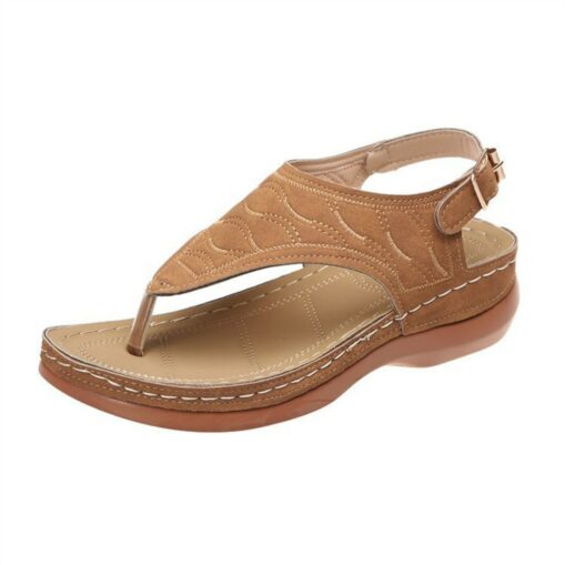 Women's T-Strap Wedge Sandals, Casual Open Toe Boho Flip Flops with Adjustable Buckle - Perfect for Summer Beach and Daily Wear 2025 - Image 5