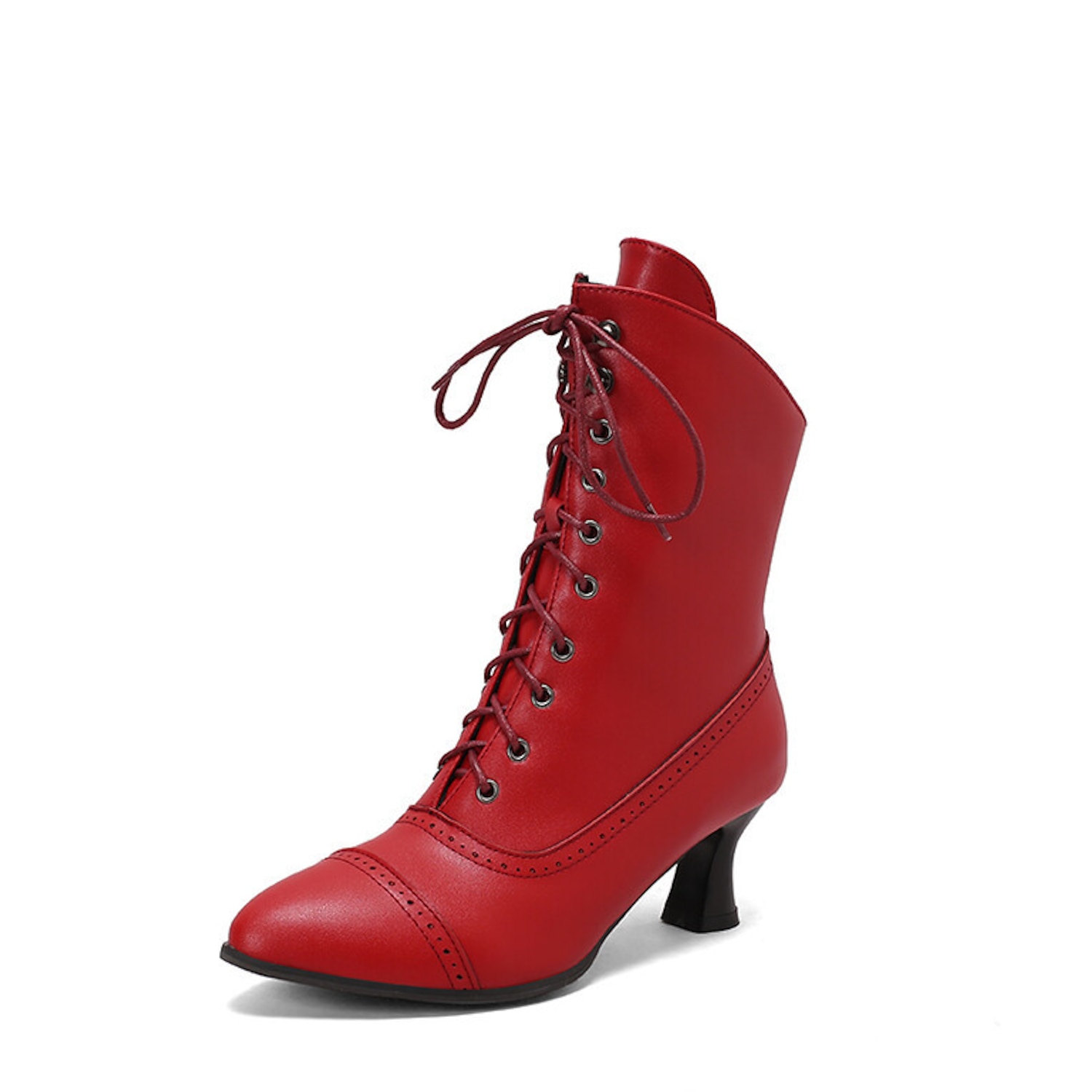 Women's Victorian Lace-Up Ankle Boots – Retro Faux Leather Heeled Boots for Cosplay, Parties, and Daily Wear 2025 - Image 3