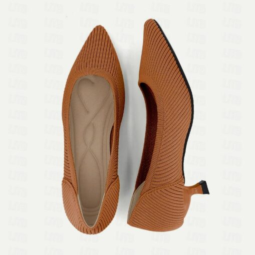 Women's Heels Plus Size Flyknit Shoes Outdoor Work Daily Striped Kitten Heel Pointed Toe Fashion Classic Comfort Walking Tissage Volant Loafer Almond