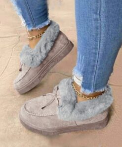 Women's Fur-Lined Moccasin Loafers - Cozy Slip-On Winter Shoes with Plush Trim and Suede Finish 2025