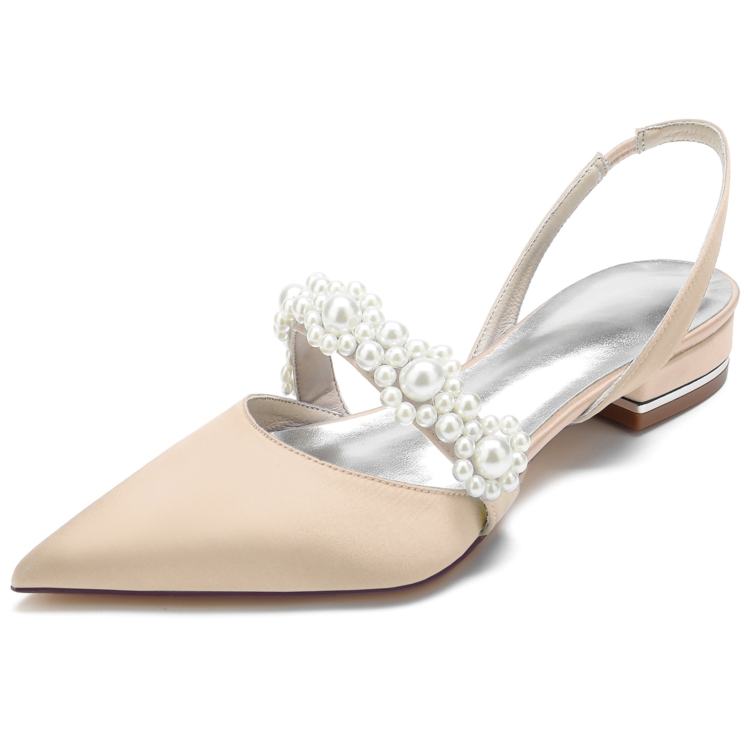 Elegant White Satin Women's Dress Shoes with Pearl Embellishments: Perfect Low Heel Sandals for Weddings and Special Occasions 2025 - Image 8