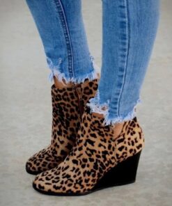 Women's Leopard Print Wedge Ankle Boots - Ideal for Casual Wear, Night Out, and Trendy Autumn Fashion 2025