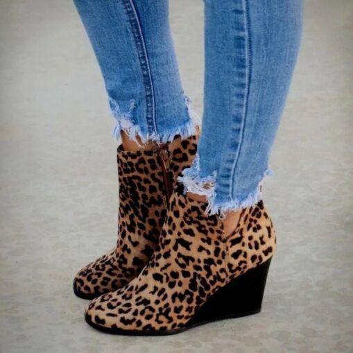 Women's Leopard Print Wedge Ankle Boots - Ideal for Casual Wear, Night Out, and Trendy Autumn Fashion 2025