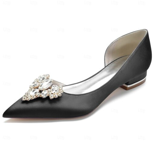 Women's Wedding Shoes Dress Shoes Wedding Party Daily Wedding Flats Bridal Shoes Bridesmaid Shoes Rhinestone Flat Heel Pointed Toe Elegant Fashion Sat - Image 4