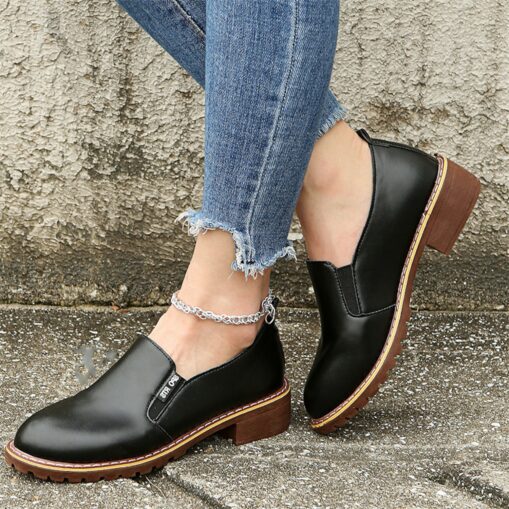 Women's Flats Slip-Ons Loafers Classic Loafers Comfort Shoes Office Daily Solid Color Flat Heel Round Toe Fashion Minimalism Faux Leather Loafer Black - Image 2