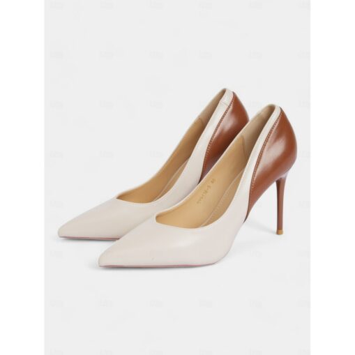 Women's Two-Tone Stiletto Heels – Elegant Pointed Toe Pumps for Office and Formal Events 2025