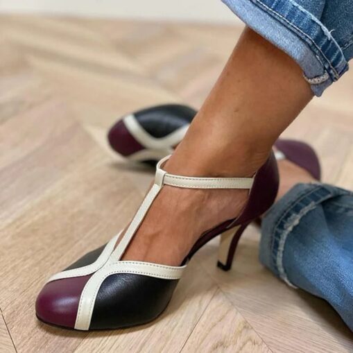 Women's Vintage Green & Gold Suede T-Strap Heels, Retro-Inspired Fashion Shoes for Special Occasions and Everyday Elegance 2025 - Image 4