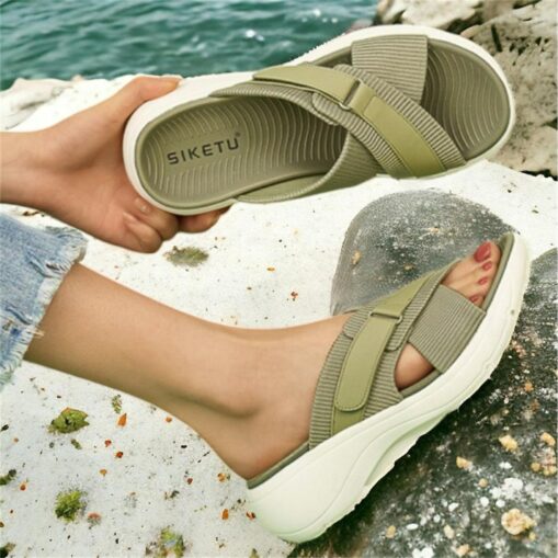 Women's Sandals Slippers Plus Size Flyknit Shoes Sports Sandals Outdoor Daily Beach Wedge Round Toe Classic Casual Comfort Walking Knit Tissage Volant