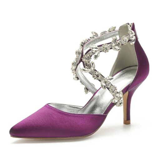 Women's Wedding Shoes Pumps Bling Bling Dress Shoes Sparkling Shoes Bridal Shoes Crystal High Heel Pointed Toe Elegant Luxurious Satin Zipper Silver B - Image 13