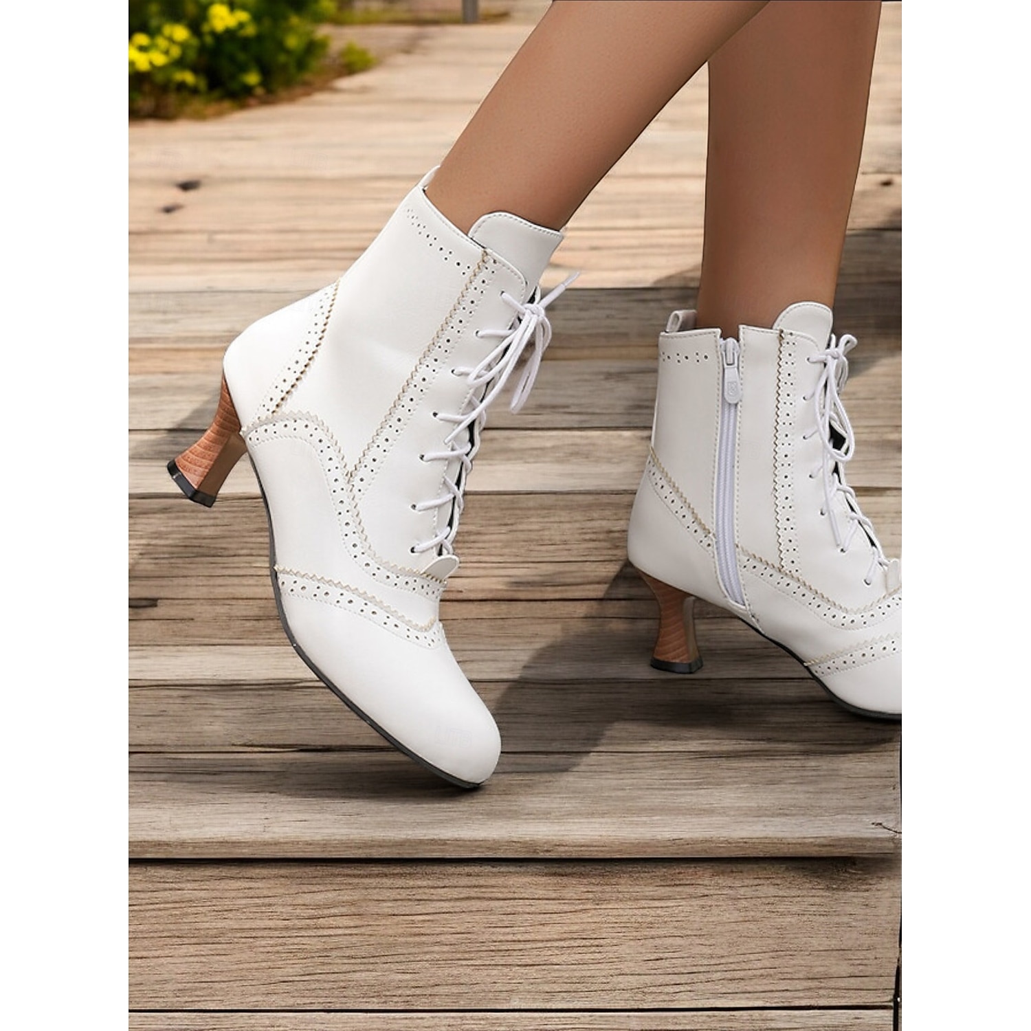 Women's Victorian-Style Lace-Up Faux Leather Ankle Boots - Elegant Footwear for Vintage-Themed Events and Daily Wear 2025 - Image 4